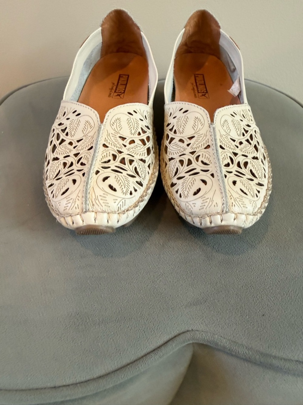 PIKOLINOS White Laser-Cut Slip-On Loafers - Picture 4 of 7